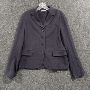 Vince Blazer Jacket Womens 6 Navy Wool Blend Single Breasted Lined Button